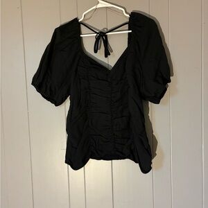 Ava & Viv Black Ruched Blouse